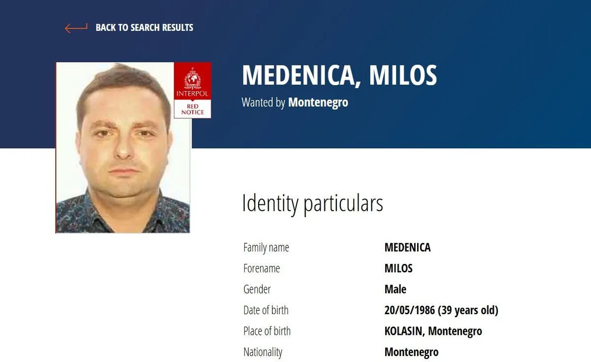 Crvena potjernica za Milošem Medenicom objavljena na Interpolu