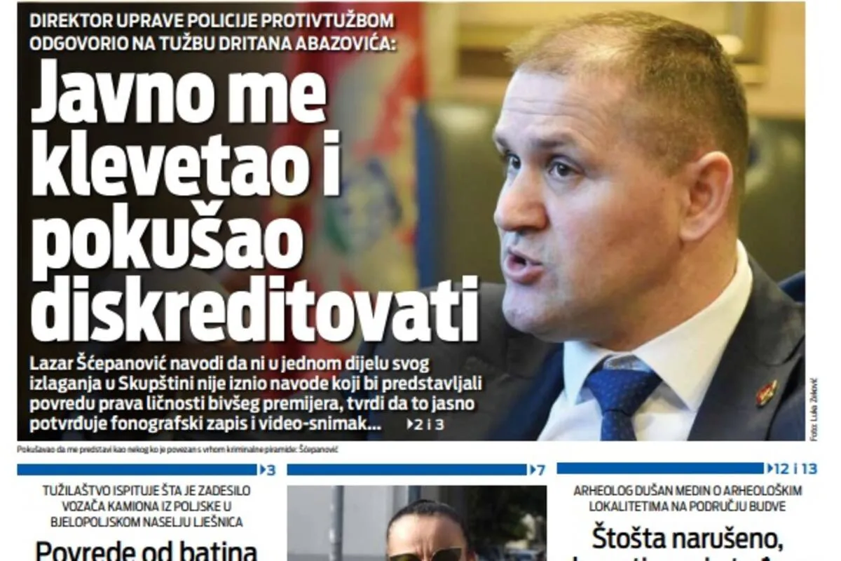 Naslovna strana 'Vijesti' za 25. januar 2026.