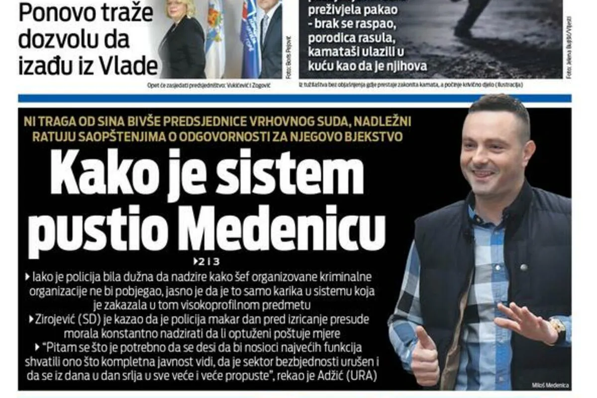 Naslovna strana 'Vijesti' za 30. januar 2026.