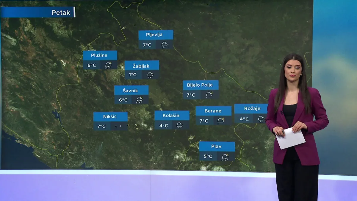 Oblačno vrijeme sa slabom kišom i snijegom u planinama