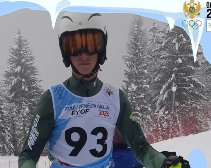 Branislav Peković nastupa u slalomu na Zimskim olimpijskim igrama