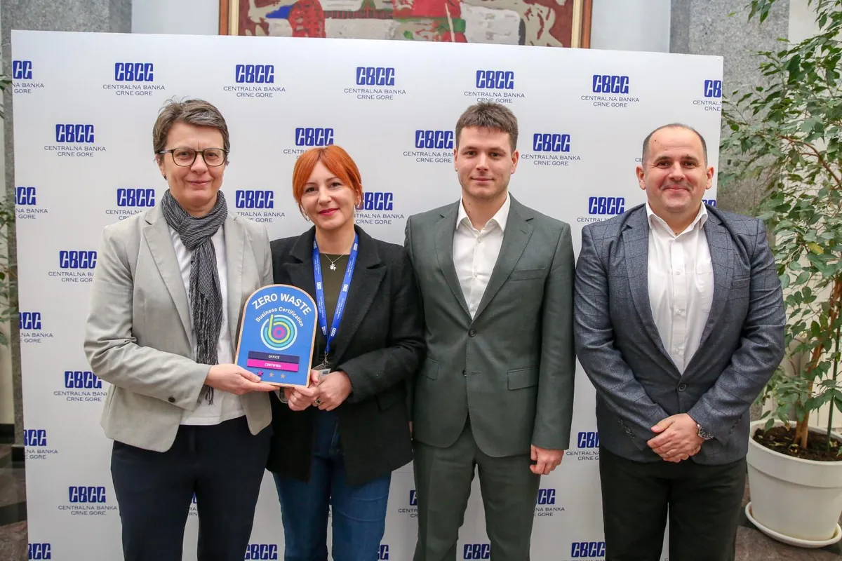 Centralna banka Crne Gore dobila Zero Waste Business sertifikat