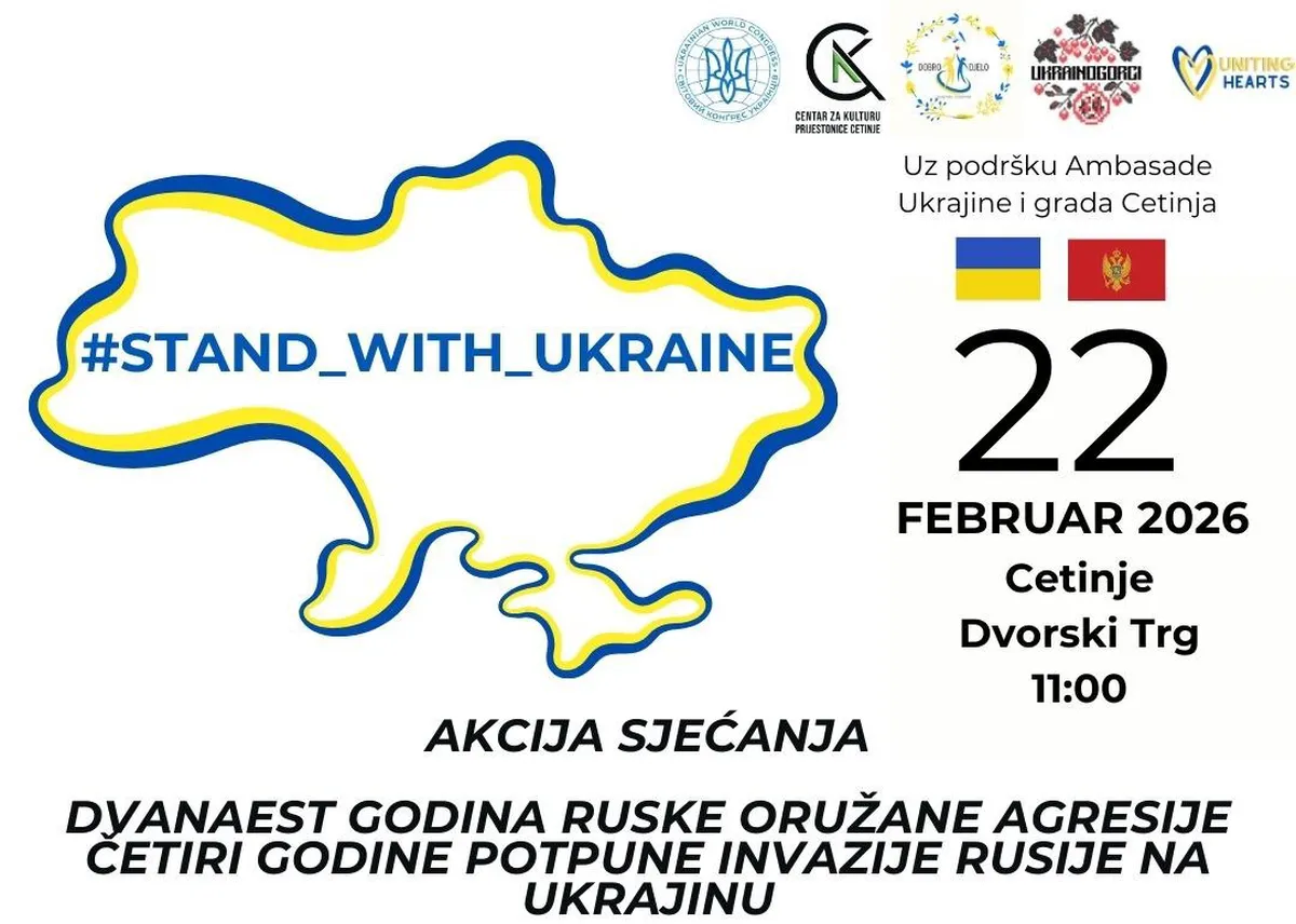 Cetinje obilježava godišnjicu ruske agresije na Ukrajinu