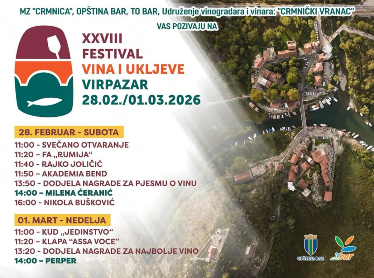 Festival vina i ukljeve u Virpazaru 28. februara i 1. marta
