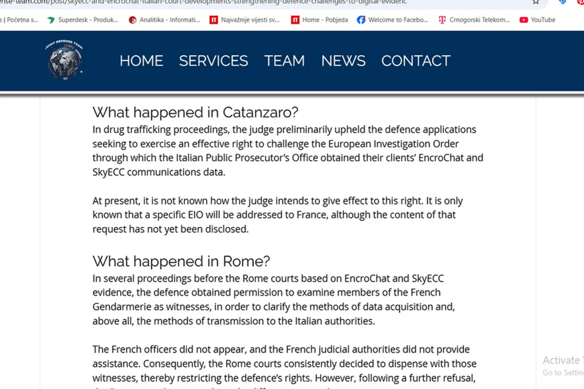 Italijansko pravosuđe odbacuje dokaze iz Enkročata i Skaya