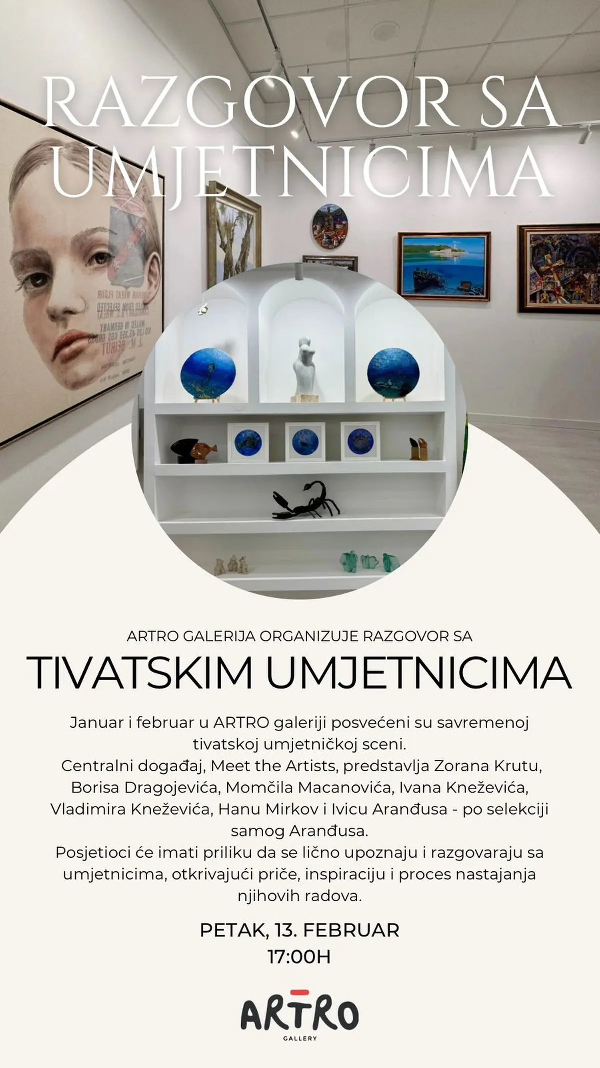 Izložba tivatskih umjetnika u ARTRO galeriji sutra