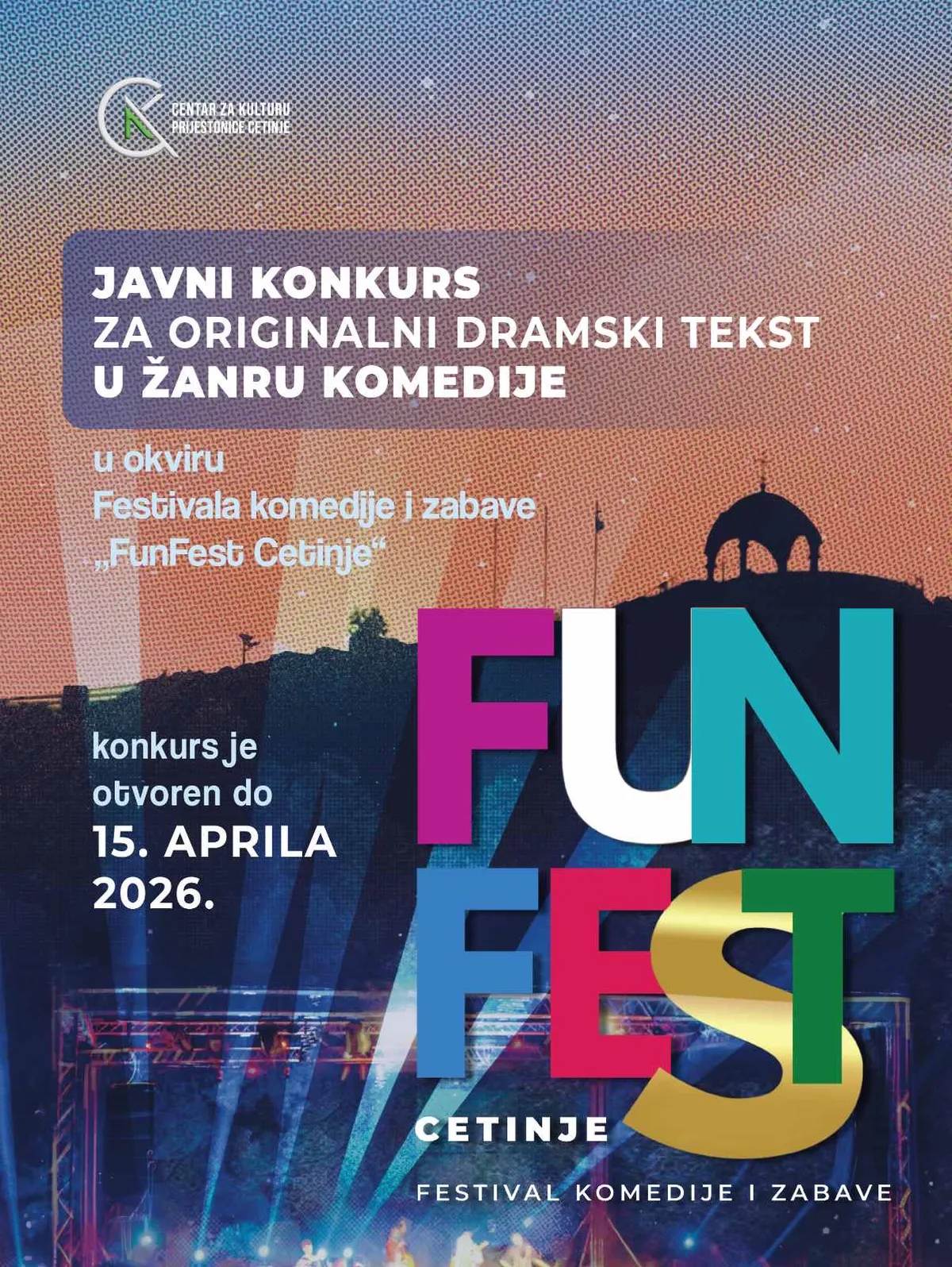 Javni konkurs za originalni dramski tekst u žanru komedije u Cetinju