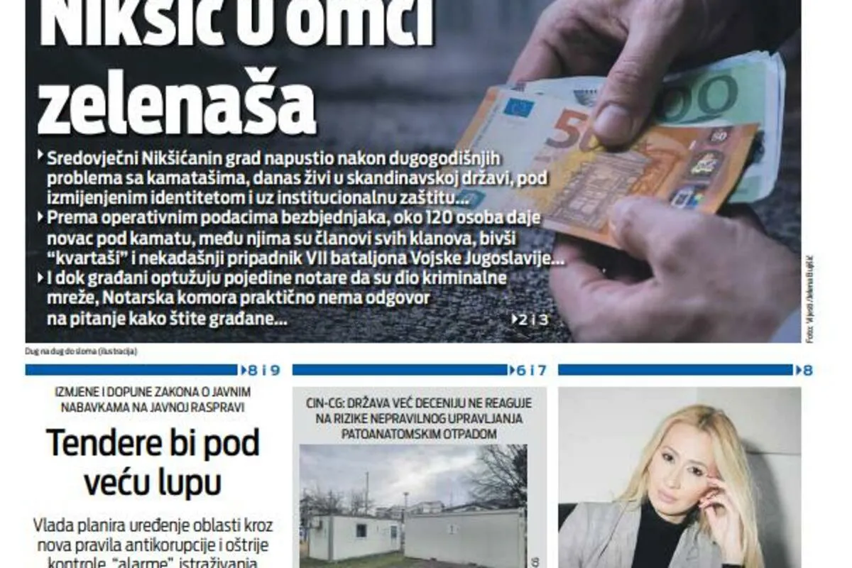 Naslovna strana 'Vijesti' za 1. februar 2026.