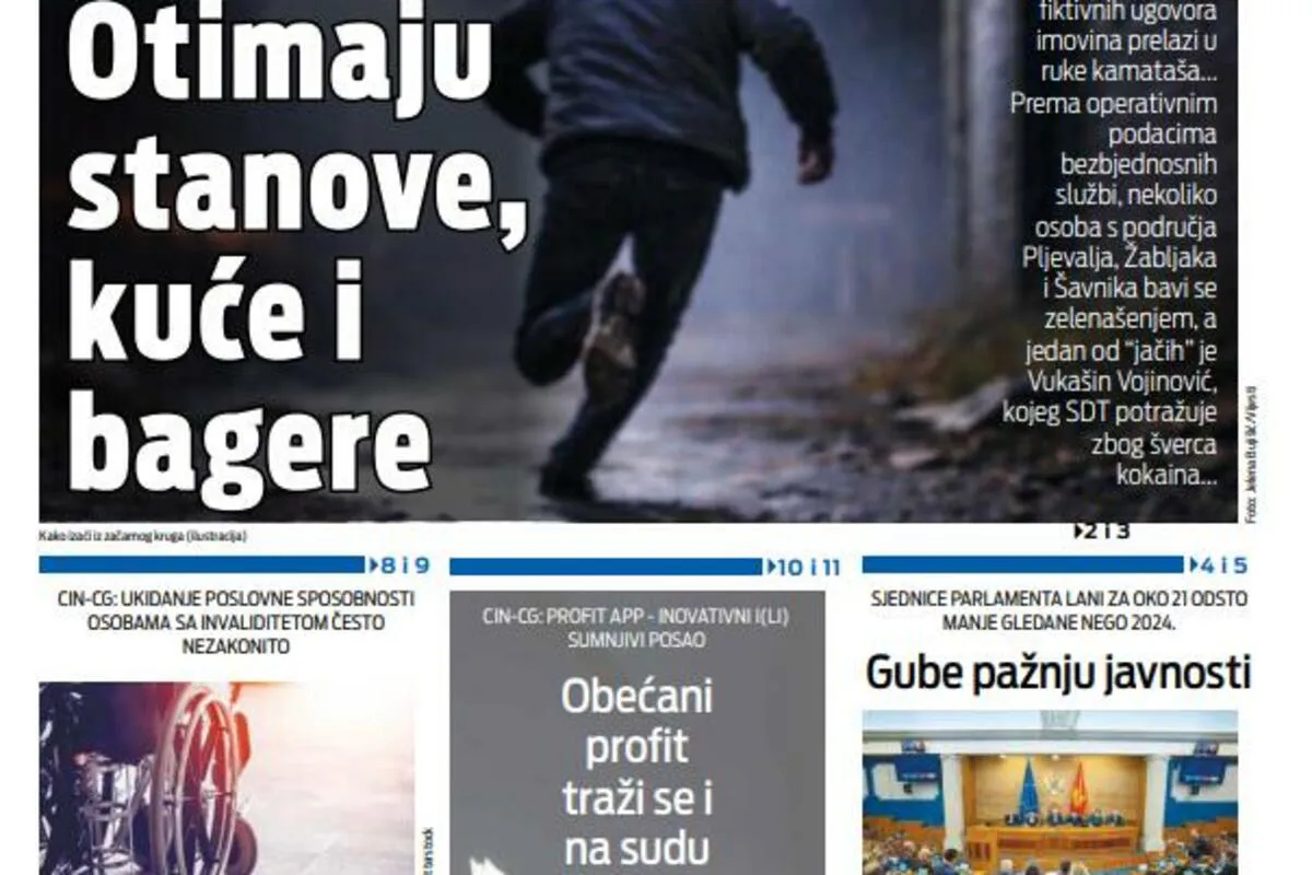 Naslovna strana 'Vijesti' za 8. februar 2026.