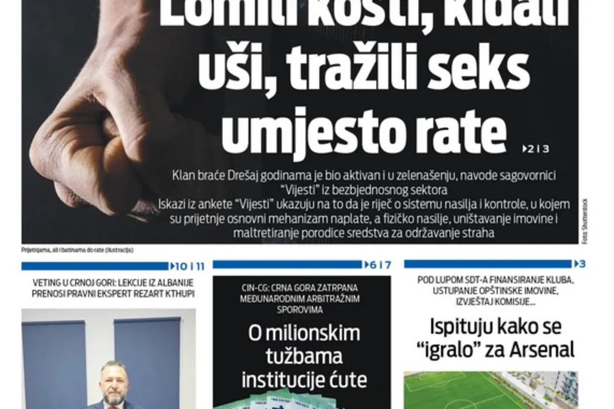 Naslovna strana 'Vijesti' za 9. februar 2026. godine