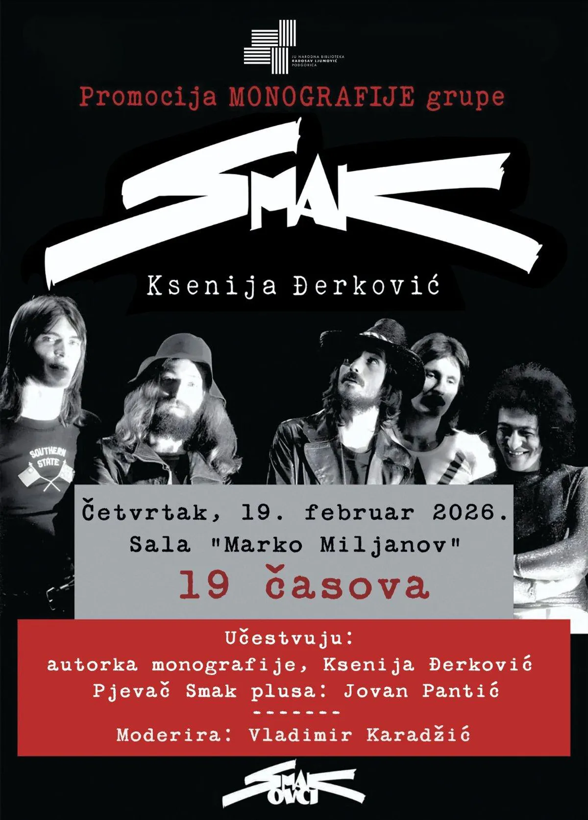 Promocija monografije 'Smaka' u sali 'Marko Miljanov'