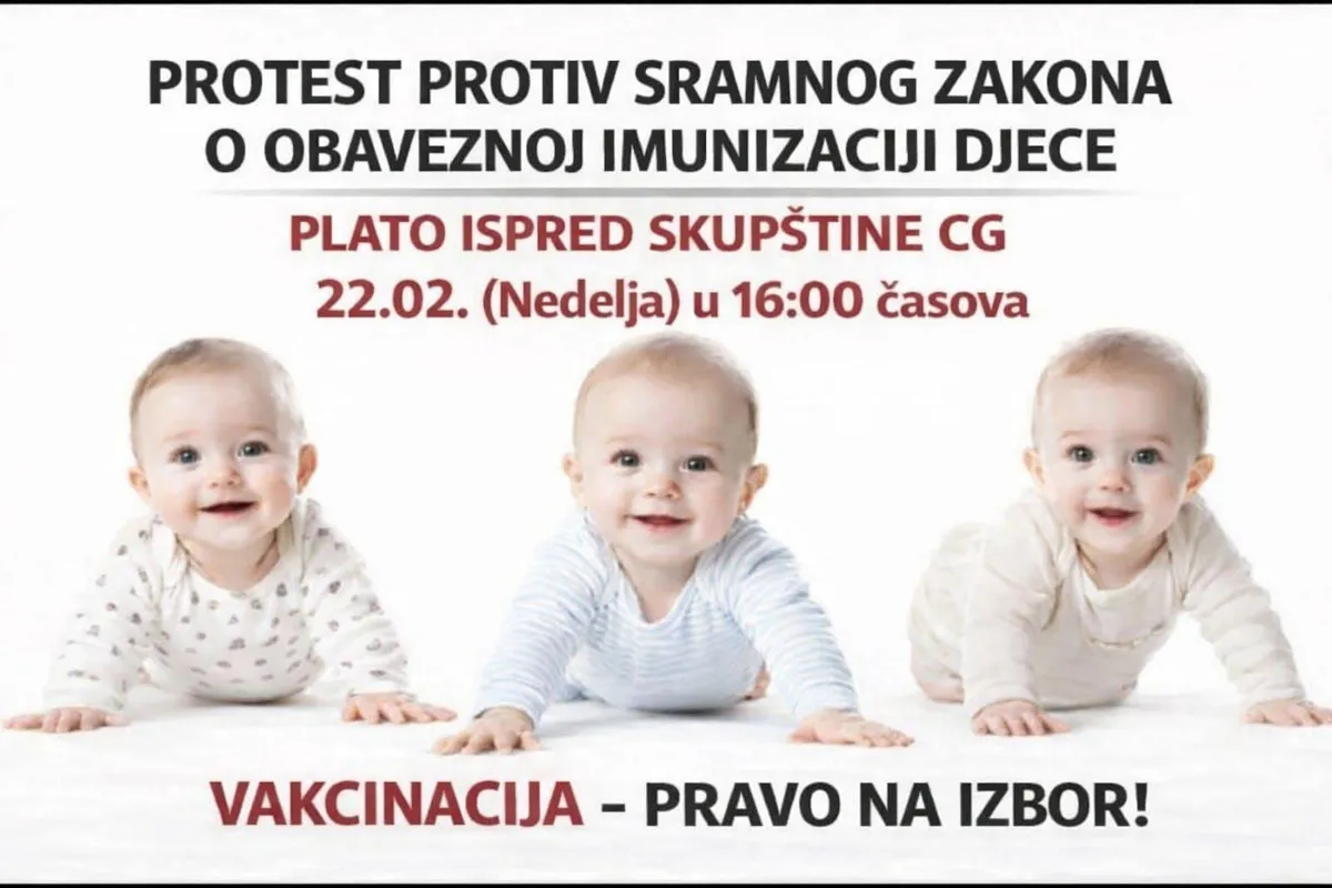 Protest ispred Skupštine zbog obavezne vakcinacije predškolaca