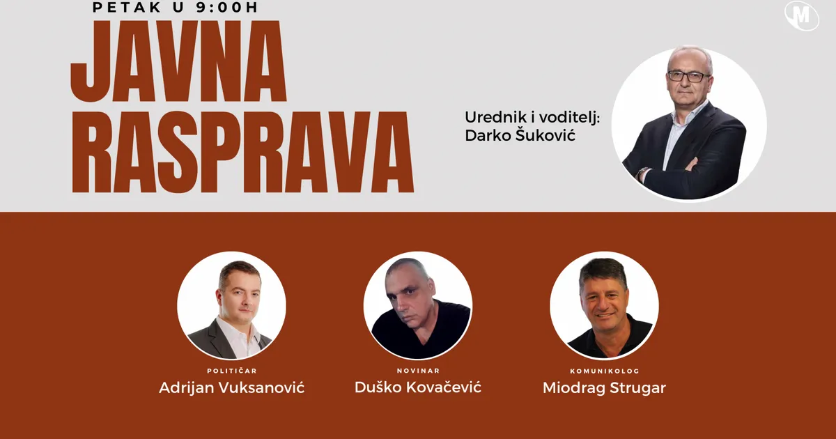 Tema današnje emisije 'Javna rasprava' na Anteni M