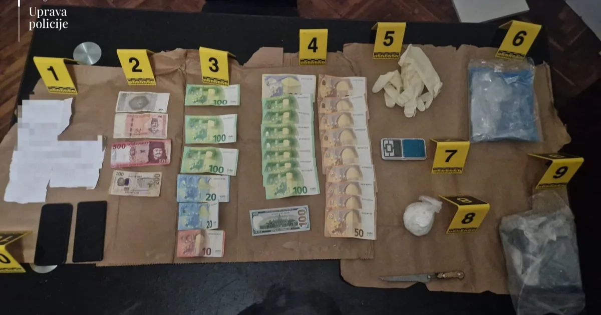 U Danilovgradu pronađeno preko 700 grama kokaina i novac
