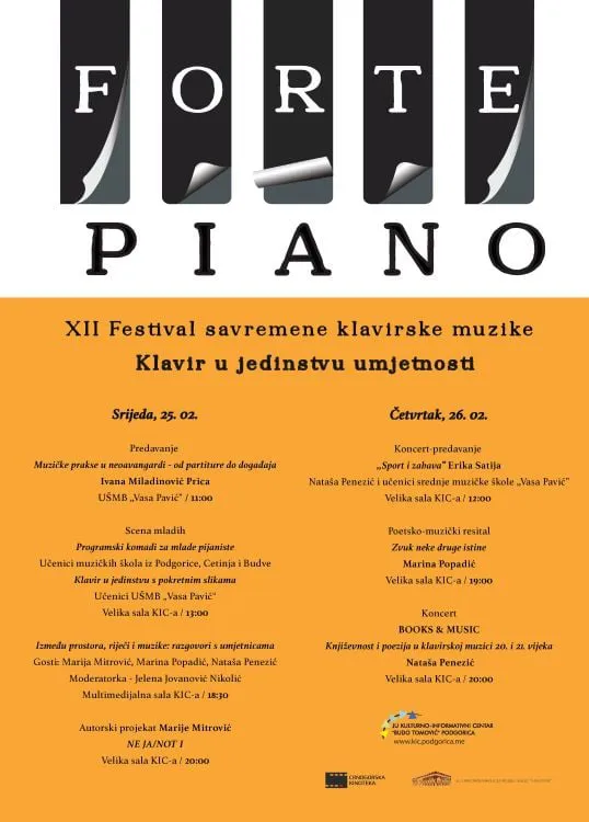 XII Festival savremene klavirske muzike 'Forte piano' 25. i 26. februara