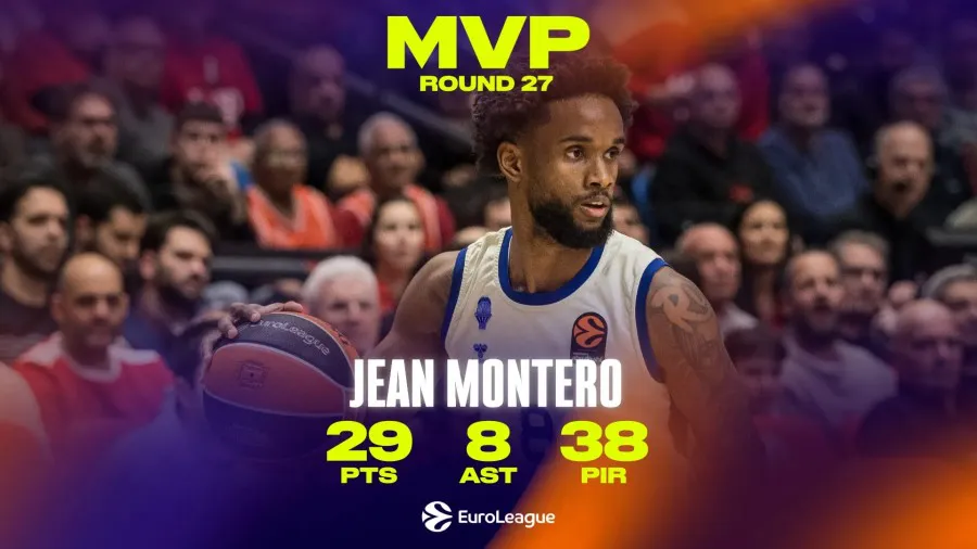 Žan Montero MVP 27. kola Evrolige sa 29 poena