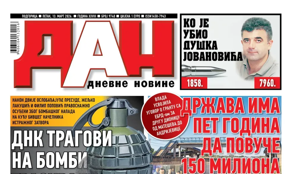 Naslovna strana “Dana” za 13. mart 2026: najaktuelnije teme