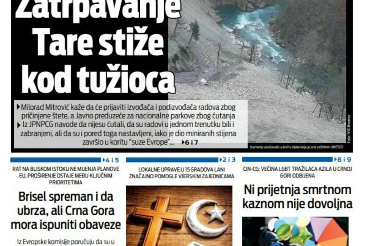 Naslovna strana "Vijesti" za 15. mart 2026.