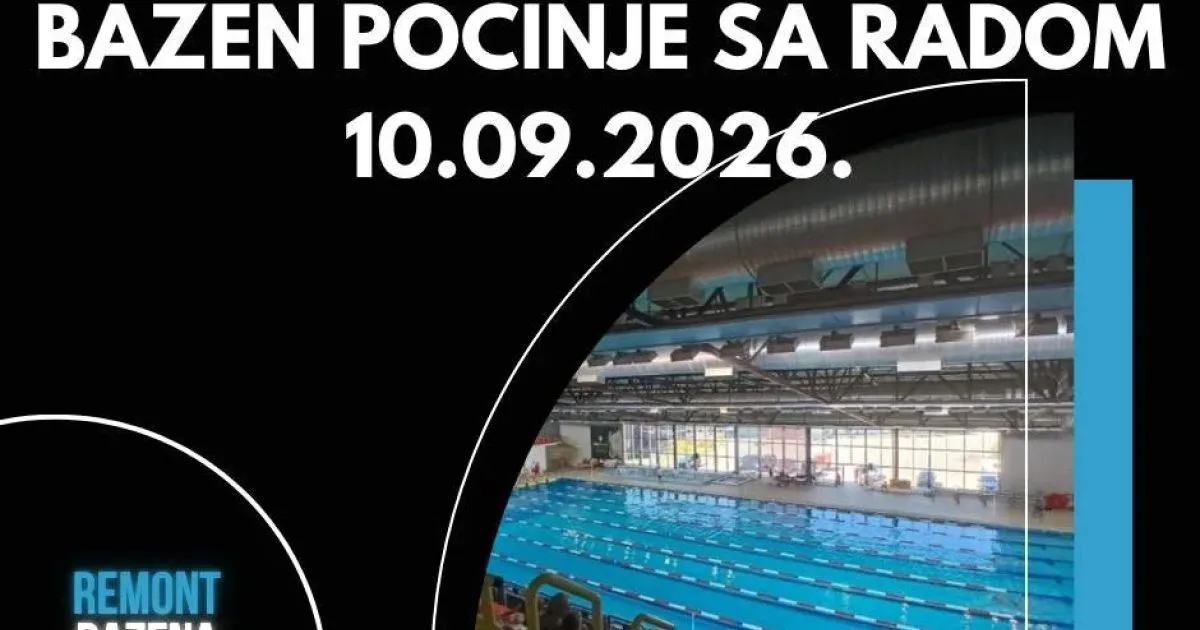 Bazen Sportskog centra ponovo počinje sa radom od 10. septembra Bazen Sportskog centra ponovo počinje sa radom od 10. septembra