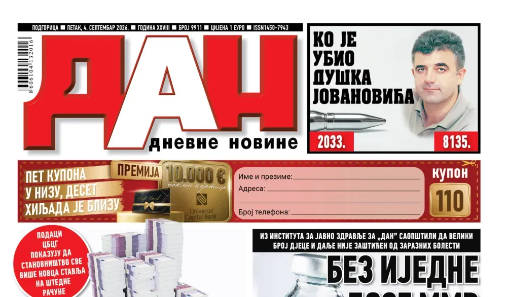 Dešavanja iz zemlje i svijeta u izdanju Dnevnih novina 'Dan'