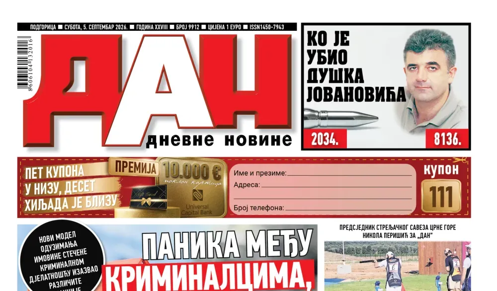 Naslovna strana “Dana” za 5. septembar