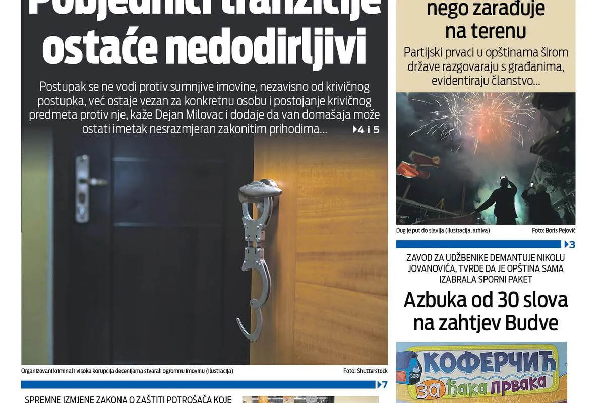 Naslovna strana "Vijesti" za 6. septembar 2026. godine